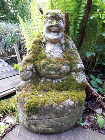 Happy geluk Boeddha urn groot - 3 liter as - handgemaakt uit steen / natuursteen, voor binnen of buiten is winterhard - Afbeelding 5