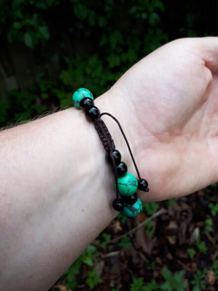 Turkoois met zwarte toermalijn armband helpt bij reuma en gewrichtsproblemen en beschermt je tegen negatieve invloeden - Afbeelding 3