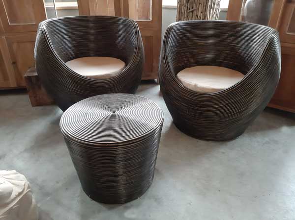 Nieuw Bali meubels grote mooie kuip stoelen met tafeltje, prachtig met QZ-55