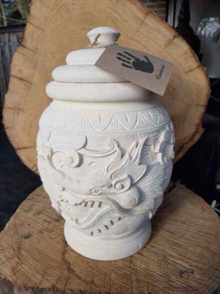 Pot met een draak uit natuursteen, met veel liefde met de hand vervaardigd / LAATSTE - Afbeelding 13