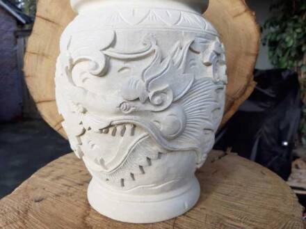 Pot met een draak uit natuursteen, met veel liefde met de hand vervaardigd / LAATSTE - Afbeelding 12