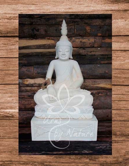 Thaise Boeddha urn - 3 liter as - met liefde vervaardigd uit natuursteen geschikt voor binnen en buiten, winterhard