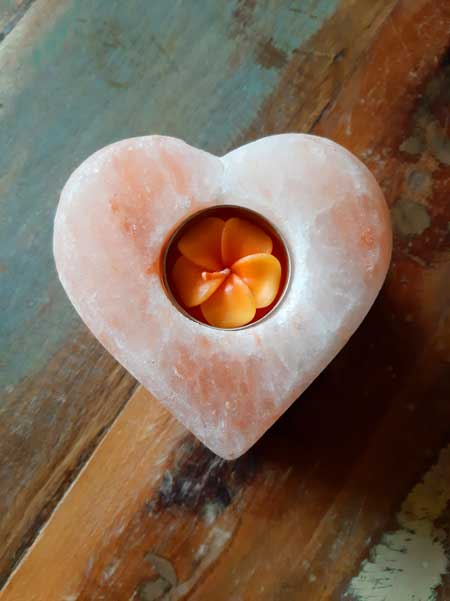 Hart als waxinelicht uit zoutsteen, gezellig, knus, sfeervol en romantisch kaarslicht, erg gezond + GRATIS kaarsje - Afbeelding 3