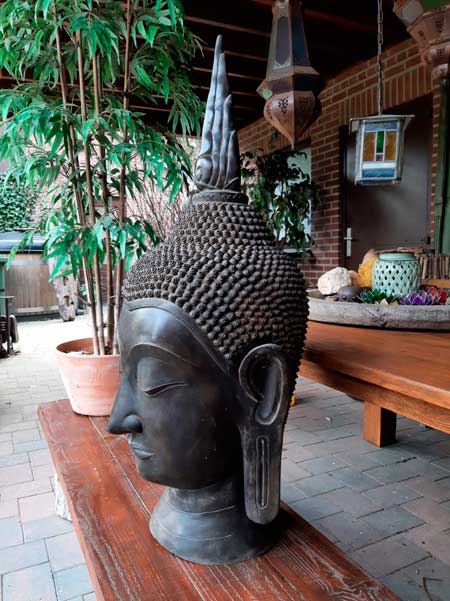 feedback Berekening Luchtvaartmaatschappijen Thais Boeddha hoofd uit koper, prachtig voor in een ruimte, in je hal,  behandelkamer, tuin