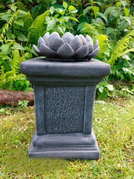 Lotusbloem uit grijze steen / beton, leuk als mini vijver, water drinkbak voor vogels, geschikt voor binnen of buiten, winterhard - Afbeelding 6