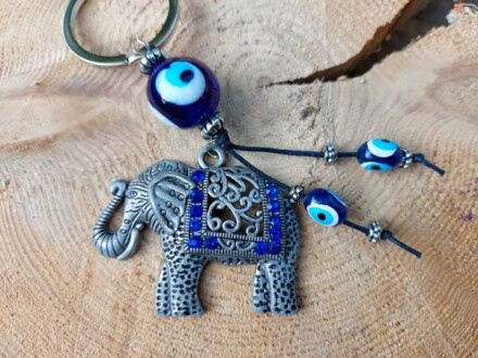 Alziende oog olifant luxe als sleutelhanger, deze sleutelhanger brengt je geluk + klaver 4 zakje - Afbeelding 2