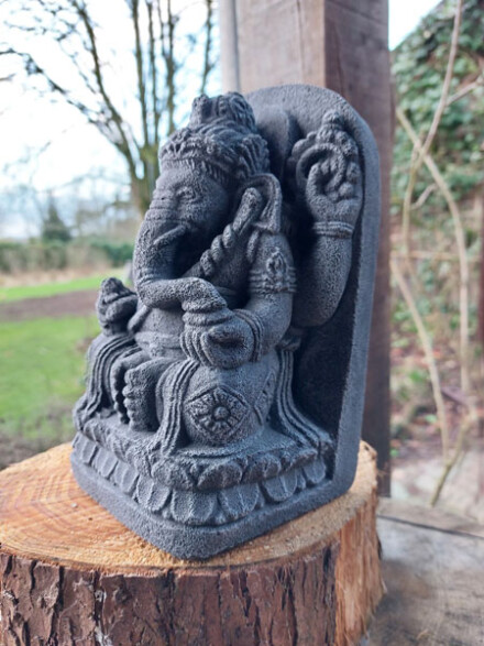 Ganesh, Ganesha met de hand verwerkt uit steen, voor binnen of buiten - winterhard / LAATSTE - Afbeelding 2