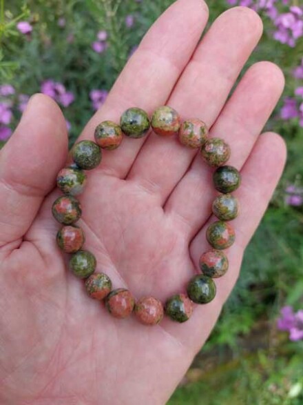 Armband uit unakiet helpt te aarden, kalmeert, opent jezelf, helpt tegen straling + zakje