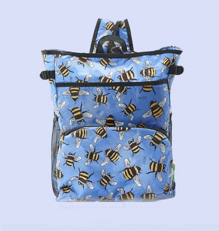 Gerecyclede rugzak - koeltas met opdruk van bijen waarin je eten of drankjes koel kunt houden en gemakkelijk op je rug mee kunt nemen