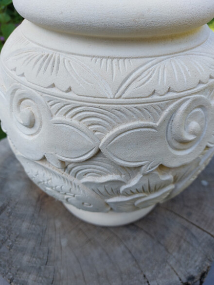 Urnpot met liefde met de hand vervaardigd met vissen en bloemen / LAATSTE - Afbeelding 5