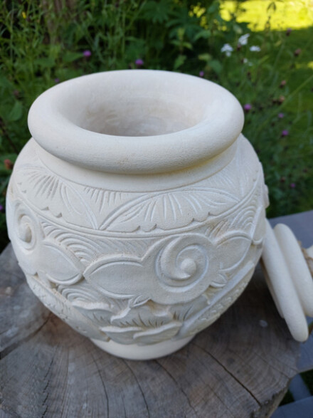 Urnpot met liefde met de hand vervaardigd met vissen en bloemen / LAATSTE - Afbeelding 11