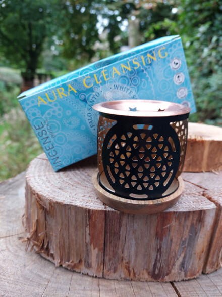 Aura cleansing set met 3 soorten blokjes + verdamper, ze zuiveren een ruimte en ze werken kalmerend, 100 % puur + zuiveringstekst