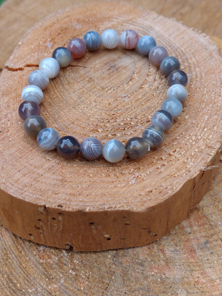 Armband uit Botswana Agaat, bij artrose, artritis, ideaal voor mensen met ADHD, bevorderd je Spirituele groei + zakje