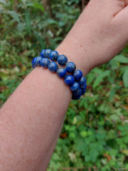 Armband uit lapiz lazuli XL, spirituele steensoort, bevordert en vergroot je spirituele krachten + organza zakje - Afbeelding 4
