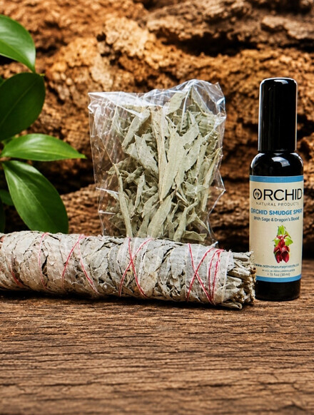 Bescherming auraspray 100 % natuurlijk, witte salie + grote smudgestick + GRATIS het zuiveringsritueel
