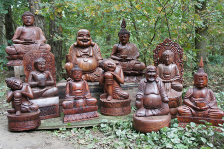 Thaise mediterende Boeddha als deel urn, met liefde en passie met de hand vervaardigd uit hout - Afbeelding 4