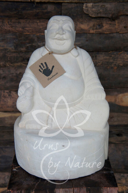 Happy geluk Boeddha urn groot - 3 liter as - handgemaakt uit steen / natuursteen, voor binnen of buiten is winterhard - Afbeelding 3