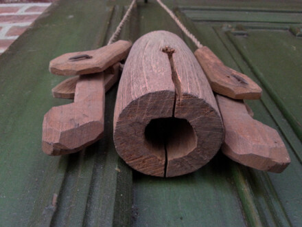 Thaise originele handgemaakte teak buffel / koe bel, mooi aan een deur, aan een hek, als decoratiebel, aan de muur - Afbeelding 5