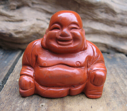 Happy Boeddha knuffel urn uit rode jaspis edelsteen, een mooie en bijzondere edelstenen urn / LAATSTE